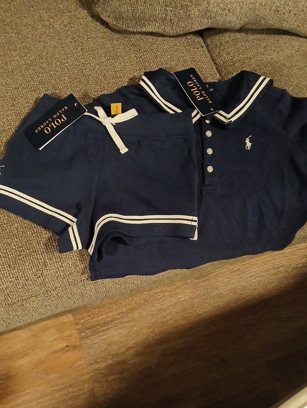 Polo by Ralph Lauren Navy Blue & White Kids Matching Set